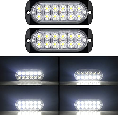 Willpower Barra LED Strobo 12LED Bianco Lampeggiante Per Auto 12V 24V | 2pz Lampada di Emergenza Luci, 18 Modalità, per 4x4 Trattore Camion Rimorchi Barca Fuoristrada, Sicuro Faretti Fendinebbia
