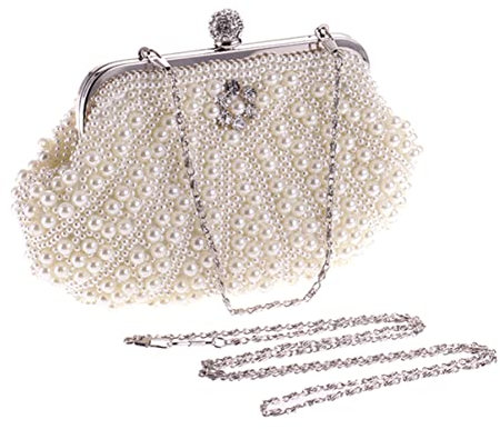VALICLUD Handyständer Handgemachte Abendtasche Abendtasche Damen Dame Abendtasche Weibliche Abendtasche Hochzeitsabendtasche Fräulein Mode Weiß Shell-tasche Visitenkartentasche