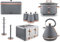 Tower Cavaletto 3KW 1.7L Pyramid Kettle, 4 Slice 1800W Toaster, 3.5L Slow Cooker, Bread Bin, Set of 3 Canisters, Mug Tree & Towel Pole in Grey & Rose Gold. Matching Kitchen Set of 9 Items