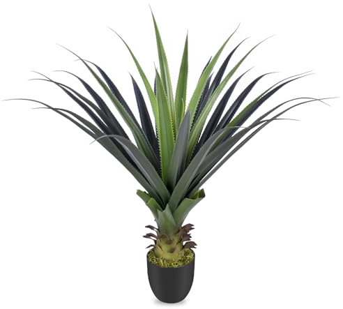 Keeplush 3FT Artificial Spiked Agave Plants, Artificial Plants Outdoor UV Resistant, 90cm Small Artificial Plants Indoor Perfect for Front Porch, Patio, Home, Office Decor 1PCS