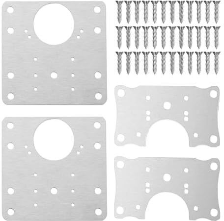 MEMOFYND Juego de 4 placas de reparación de bisagras de acero inoxidable con 24 tornillos, soportes de reparación de bisagras, estilo moderno, color plateado