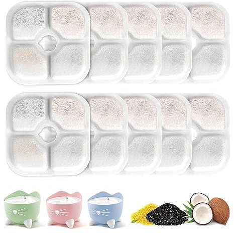 Katzenbrunnen Filter, Filter Katzenbrunnen für Catit Pixi Trinkbrunnen, Dreifaches Filtersystem Ersatzfilter aus Harz und Aktivkohle, Catit Pixi Filter für Katze (16 Stück)