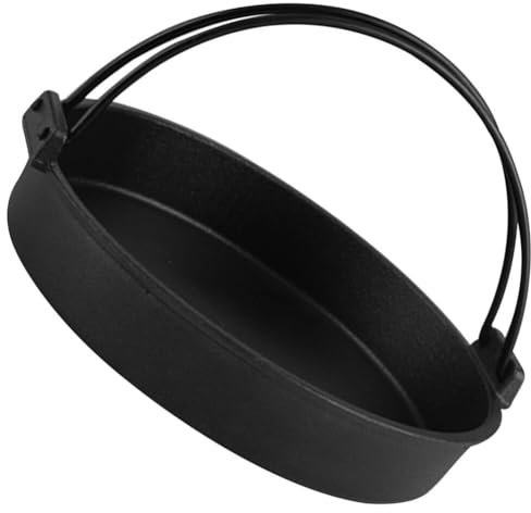 HOLIDYOYO Pentola Sukiyaki in Ghisa Con Maniglie Doppie 18Cm Ideale Per Cottura a Gas E Barbecue Facile Da Pulire E Resistente