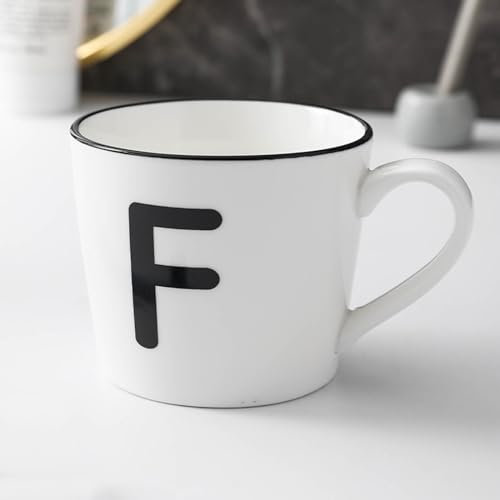 Ardax Kaffeetasse mit Monogramm F, 325 ml, Keramik-Buchstabe, Geschenk zum Geburtstag, Jahrestag, Weihnachten und Valentinstag