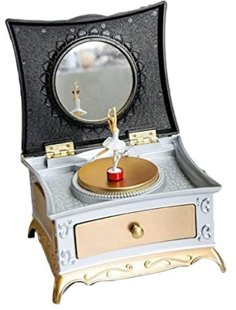 ASHSDI Spieluhr Musikbox, Antike Vintage Spieluhr Ballerina Spieluhr Schmuckschatulle Heimdekoration Handwerk Für Geburtstag Weihnachten Musikspieluhr Spieldose (Color : B, Size : 15.5 * 14 * 9cm)