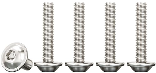 Drenky 50 Pcs 304 Stainless Steel M4 X 25mm Pan Head Screws - Fully Thread Machine Bolts With Flat, Flanged Button, Rounded Heads - Rustproof M4 Thread Size