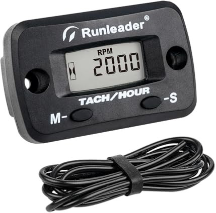 Runleader, compteur/compteur numérique de tachymètre/heure, rappel d’entretien pour tondeuse à gazon, générateur, moto, VTT, moteur hors-bord, jetski, tronçonneuse, etc. (Black)