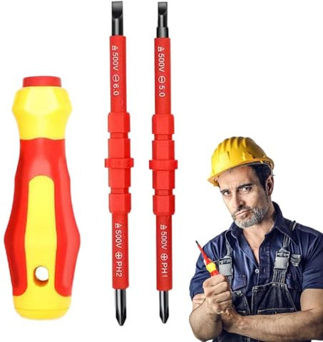 Destornillador aislado, Juego de destornilladores eléctricos aislados,Destornillador de mano doméstico | Destornillador eléctrico de punta magnética, herramienta de destornillador manual multifunciona