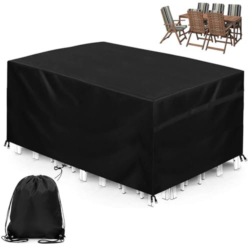 GROOFOO Housse Salon de Jardin 200 x 100 x 75 cm,420D Tissu Oxford Bache Salon de Jardin Exterieur Impermeable,Housse de Salon de Jardin Exterieur Bache Table de Jardin Coupe-Vent Résistante Aux UV