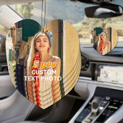 5/10/20/50/100 Stück Personalisiert Auto Lufterfrischer Duftbaum Mit Eigenem Bild/Foto/Text/Logo Doppelseitiger für Auto, Familie, Geschenke (Herz)
