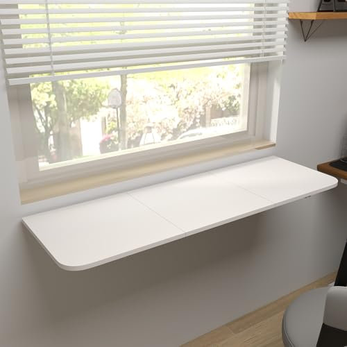uyoyous Klapptisch Wand 120x40×2cm Wandklapptisch Wandmontage Wandtisch Klappbar Wandtisch Esstisch Ausziehbar Wandschreibtisch für Waschküche, Küche, Büro, Balkon, Laptop