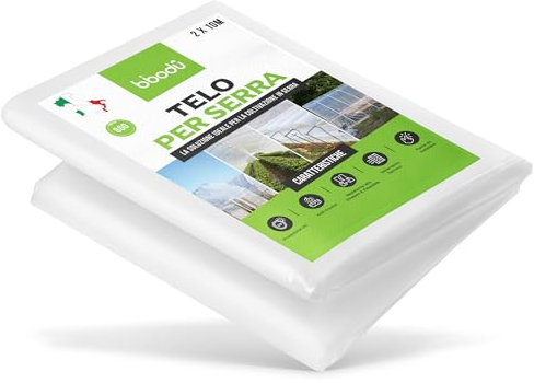 BIBODU Telo per Serra Trasparente 2 x 10M | Massima Resa - 800 Gauge | Telo Plastica Trasparente | Telo Serra perfetto per Agricoltura, Orti e Giardini