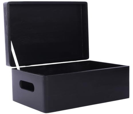 SEVICO Holzkiste XXL Große Aufbewahrungsbox Schwarz | 30x20x14 cm | mit Griffen | ideal für Dokumente, Spielzeug und Werkzeug Holztruhe Holzbox