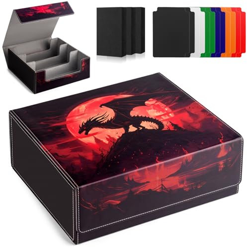 JoyHood Caja de almacenamiento de tarjetas coleccionables, para más de 1800 tarjetas, caja de tarjetas coleccionables compatible con tarjetas MTG/YGO/TCG/OCG, caja de tarjetas con 10 separadores de