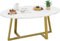 Huhote Couchtisch, Wohnzimmertisch, Teetische in der Mitte, ovale Teetische, Beistelltisch mit goldfarbenem Metallrahmen für Wohnzimmer, Schlafzimmer, Büro, modernes offenes Design, 100 x 55 x 45 cm