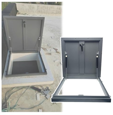 wasserdichte Dachbodenluke, Dachzugangsluke Aus Verzinktem Metall, Notdachluke Mit Gasdruckfeder, Einfach Zu Installierende Kellerausgangsabdeckung(22x22in(56x56cm))