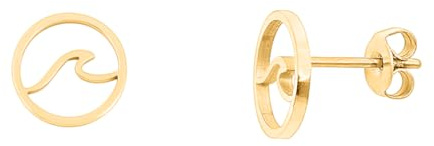 Nuoli® Welle Ohrringe Gold (Durchmesser: 10mm) Ohrstecker für Frauen & Mädchen, aus Edelstahl