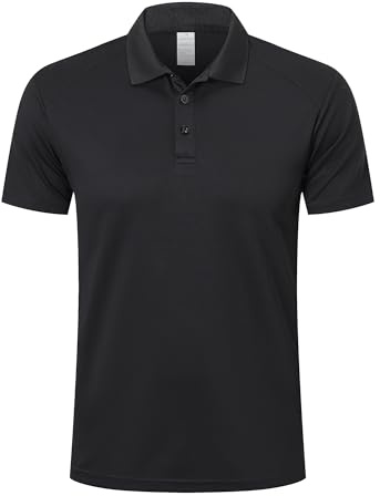 ZENGVEE Poloshirt Herren Kurzarm Golf Polo T Shirt Männer Atmungsaktives Schnelltrocknend Tshirt Men Casual Sport Schnell Trocknendes Outdoor Collared Hemd Sommer 0428 Black 5XL