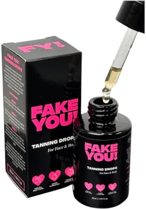Fake You! Tanning Drops – Self Tanner for Natural Glow – Buildable Face & Body Tan – Streak-Free Finish – Long-Lasting Hydration/Sunless Tanning – 30ml