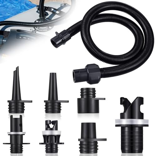 Sup Pumpe Adapter Kit - Gloryit Tuyau à Air Gonflable avec 6 Buses De Valve d'air,Accessoires De Rechange pour Stand Up Paddle Et Gonflables pour Paddle,Kit Adaptateur Pompe Sup