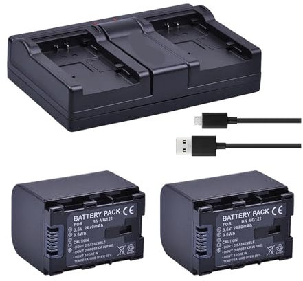 Lithium Battery：2670mAh BN-VG138 BN VG138 BN VG121 VG114 VG107 Camera Batteries + USB Dual Charger，Compatible For JVC，for GZ E10 E100 E245 E265 E565 EX210