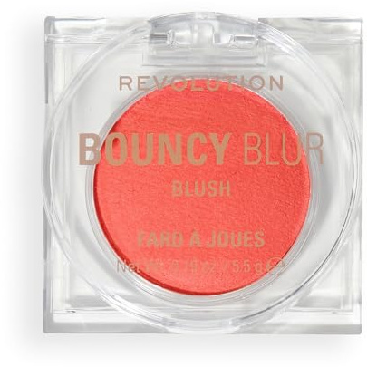 Revolution Bouncy Blur Blush, make-up per guance e labbra, formula modulabile con effetto levigante, Coral Blur Burst, Vegan & Cruelty-Free
