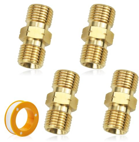 4 Pièces Raccords de Tuyau de Gaz en Laiton 1/4 Pouce, Adaptateur Raccord Gaz Propane, Double Mâle 1/4 Pouce, Connecteur pour Raccord Gaz, Plomberie, Climatisation et Panneaux Solaires