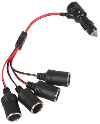 Fahoujs 12V-24V Car Cigarettes Splitter Adapter Cable Cord With Power Switching Button 1 Male To 2/4/3 Female Socket Cigarettes Adapter Cable