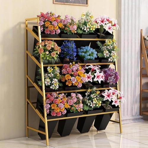 MNBVH Plant Stand Flower Display Stand 3/4 Tier Metal Ladder Shelf, planter for Indoor and Outdoor Balcony Courtyard Garden Art Exhibitions