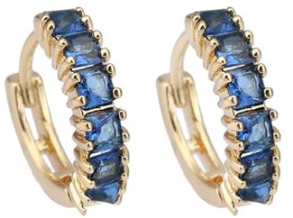 Grewod Ohrringe für Damen, Gold 585 14K Elegant Blau Quadrat Labor Erstellt Saphir Creolen Schmuck