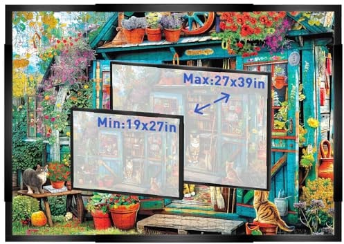 Cadre de puzzle réglable pour 1000/1500/2000 pièces, cadre photo mural, présentation horizontale et verticale, avec 10 films de protection pour puzzle, cadre noir pour décoration intérieure