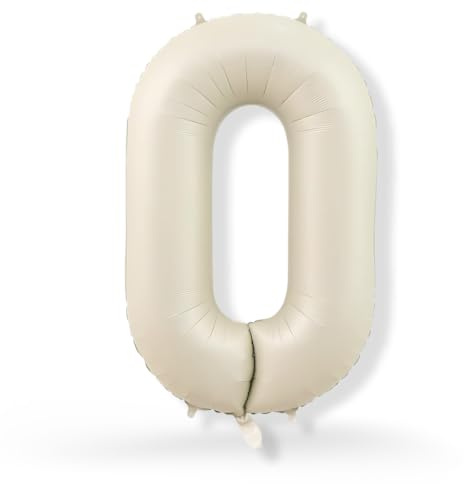 FUNXGO XXL Zahl 0 Folienballon Champagner ca. 100cm – Riesen Zahlen Luftballon – Helium & Luftfüllung – Große Ballon Zahl für Geburtstag, Hochzeit & Party Deko - Folienballon 0 Champagner