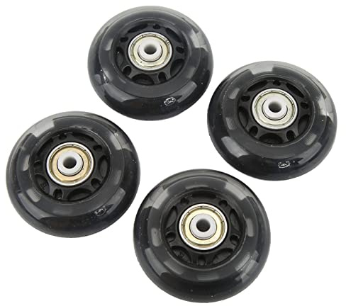 Lylithuif Leuchtende Rollschuh-Räder, 63 mm, PU-Flash-Inline-Skate-Räder mit Lichtern für Inline-Skateboards, Rollen, Schwarz, 4 Stück
