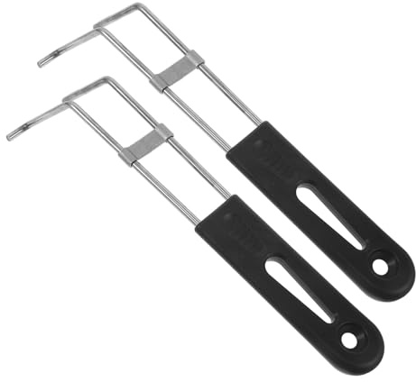 Angoily Lot de 2 Poignées de Panier à Friture Amovibles en Acier Inoxydable, Clip de Poignée Sécurisé pour Friteuse et Grille de Barbecue, Isolation Thermique Élevée, Compatibles