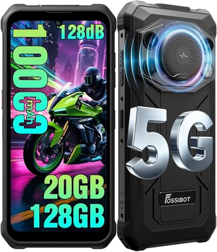 FOSSiBOT F110Pro 5G-10000mAh Rugged Smartphone, 128dB Altoparlante Telefono Indistruttibile, MediaTek Dimensity 6300+, 20GB+128GB/2TB Android 15 cellulare 6.75, 50MP AI Fotocamera, 5G Dual SIM