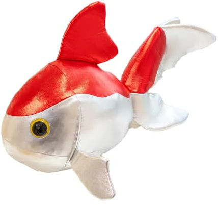 AQCQDQ Koi Goldfisch Kuscheltier, Weiches Fisch Plüschtier aus PU-Leder, Cartoon Fisch Kissen, Dekoratives Sofakissen, Tierisches Stofftier, Geschenk für Kinder und Erwachsen (Silber,40cm)