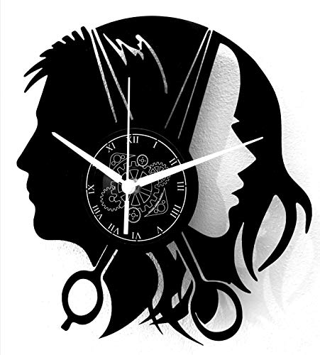 Instant Karma Clocks | Barber Shop ➤ Wanduhr für Friseur | Schönheitssalon | Friseursalon | Ohne Tickgeräusche Vintage Design Geschenkidee (Schwarz MM1)