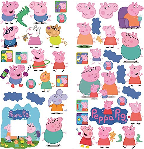 Peppa Wandtattoo für Schlafzimmer Jungen und Mädchen Wandbild Aufkleber 70cmx35cmx2Blatt