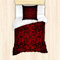 ABAKUHAUS Rot und Schwarz Bettbezug Set, Orient Blumen Blätter, Milbensicher Allergiker geeignet mit Kissenbezügen, 135 cm x 200 cm - 80 x 80 cm, Vermilion Schwarz