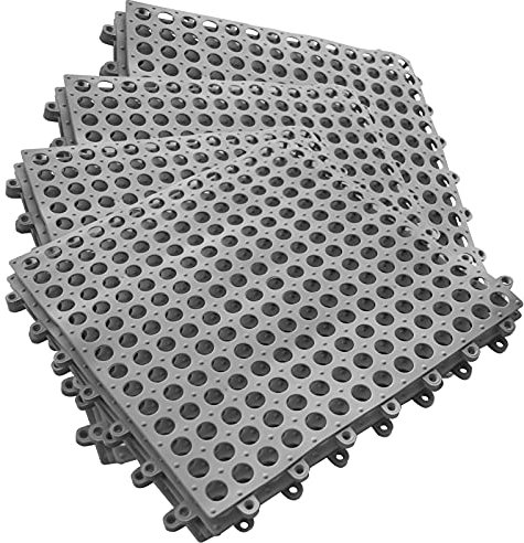 16Pack Drainage Interlocking Floor Mats, 12”x12” Non-Slip Shower Bathroom Pool Tiles for Flooring, Soft PVC Splicing Modular Cushion Mat, Vented Floor Tile for Locker Room Basement Stairs
