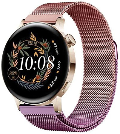 BrynnShop Metall Armband Kompatibel mit Huawei Watch GT 2 42mm/ GT2 46mm/ GT2e/ Pro Edelstahl Ersatz Bunt Mesh Magnetische Für Herren Damen Uhrenarmband (C,GT 42mm)