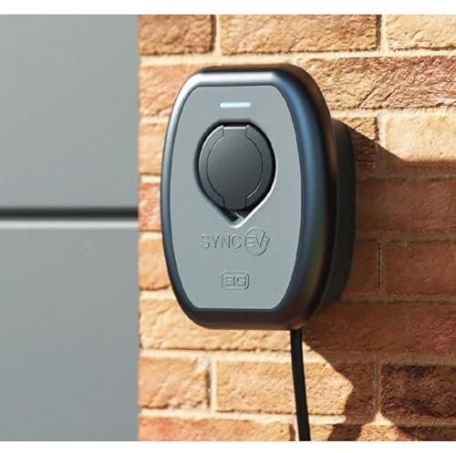 SyncEV EVS7GGR EV Charging Station Socket 7.4kW Wi-Fi and 4G GSM and RFID 7.5m Cable