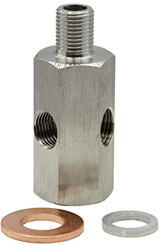 Dsnaduo Adaptateur en T pour capteur de pression d'huile M10 x 1,0 - Turbo - Jauge de ligne d'alimentation 1/8 NPT femelle vers M10 x 1,0 mâle avec port latéral femelle 1/8 NPT - Raccords en T pour