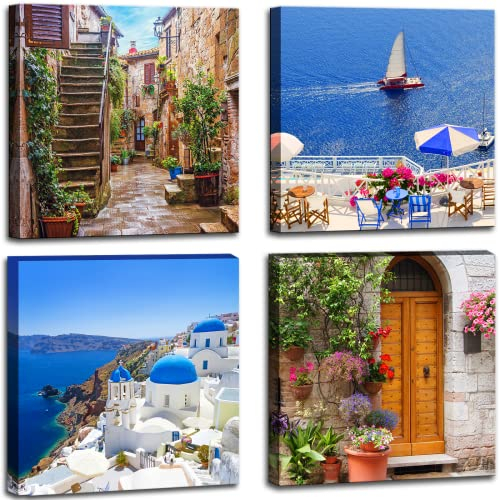 OKEXCKK Santorini Griechenland Leinwand-Kunst, Naturlandschaft, Bilder, Druck, rustikale malerische Gemälde für Schlafzimmer, Wohnzimmer, Büro, Wanddekoration, modernes Kunstwerk