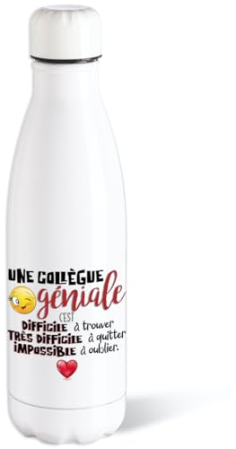 Bouteille d’eau Isotherme 500ml Acier Collègue Gourde Réutilisable Ecologique Maintien Chaud/Froid 12h. Idée Cadeau Original Humour Homme Femme Retraite Mutation Sport Bureau Anniversaire Noël