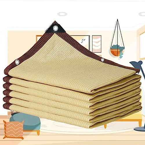 Voile d Ombrage 2x2 Filet d'ombrage pour Serre Toile d'ombrage Rectangulaire Bâche D'ombrage Respirante avec Œillet, Respirant Plantes Jardin Voitures,beige-3x3m