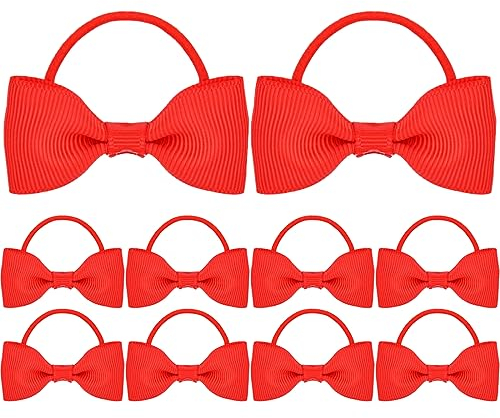 10 Stück Haargummis Schleifen Gummibänder Pferdeschwanzhalter Dünnes Band Cheerleading Head Styling Zubehör Für Kleine Kinder Baby Kleinkinder Mädchen (Rot)