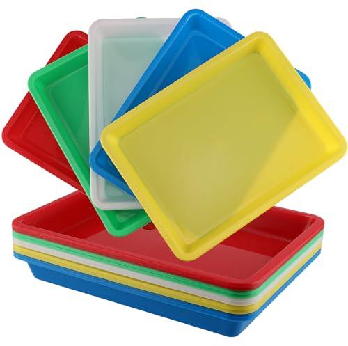 DAKFOOK 20 PCS 34 x 25 x 2.6cm Plastic Activity Trays, Multicolor Play Art Tray Crafts Organizer Tray for School Home Art and Crafts, DIY Projects, Painting, Beads, Organizing Supply