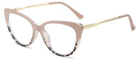 Cyxus Blaulichtfilter Brille Damen mit Katzenauge Leichtes TR90 Mode Vintage Brille Ohne Stärke Anti Schädliches Blaulicht UV400 von Handy Computer (8144T37 Rosa&Leopard)