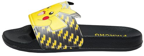 Pokemon Schuhe Kinder | Pikachu Badeschlappen Jungen | Badesandalen Jungen | Schwarz 33